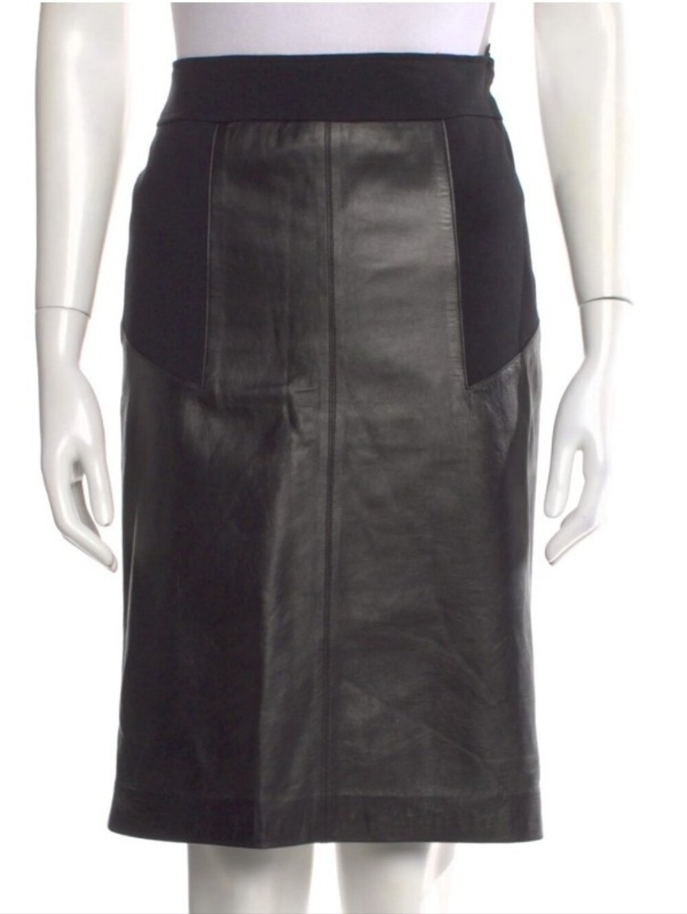 Etcetera  Black Leather Panel Pencil Skirt for Women Size 6 (M)